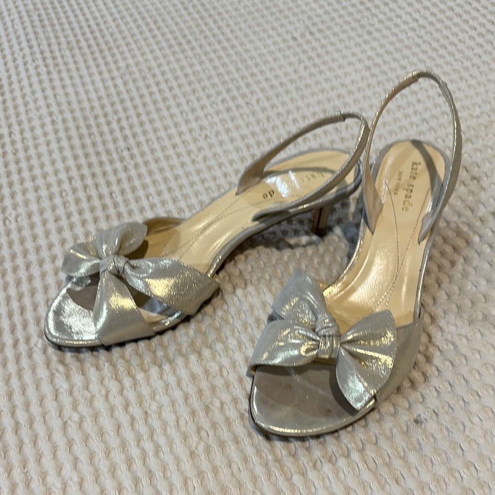 Kate Spade Soft gold Peep-Toe Slingback Heels